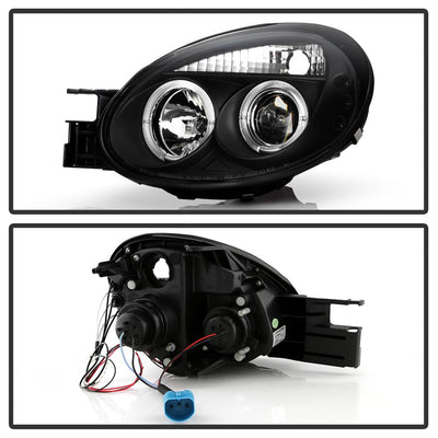 LED Halo Black Projector Headlights <br>03-05 Dodge Neon
