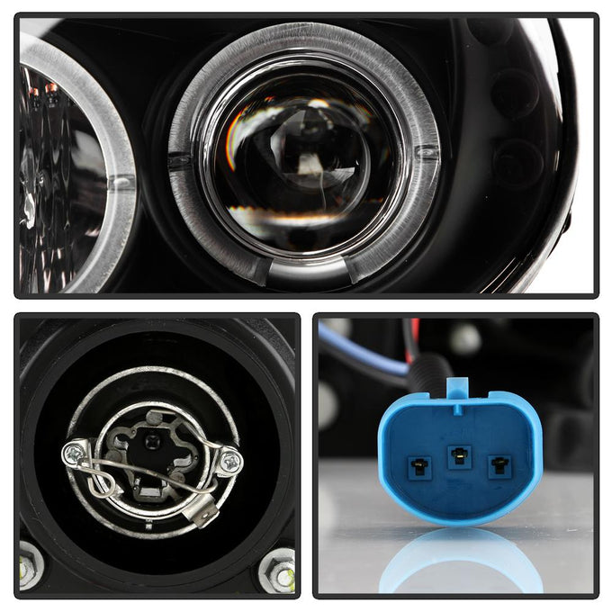 LED Halo Black Projector Headlights <br>03-05 Dodge Neon