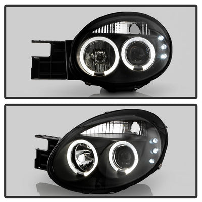 LED Halo Black Projector Headlights <br>03-05 Dodge Neon