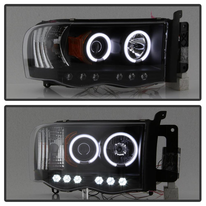 CCFL Halo Black Projector Headlights <br>02-05 Dodge Ram 1500 03-05 Dodge Ram 3500 Ram 2500