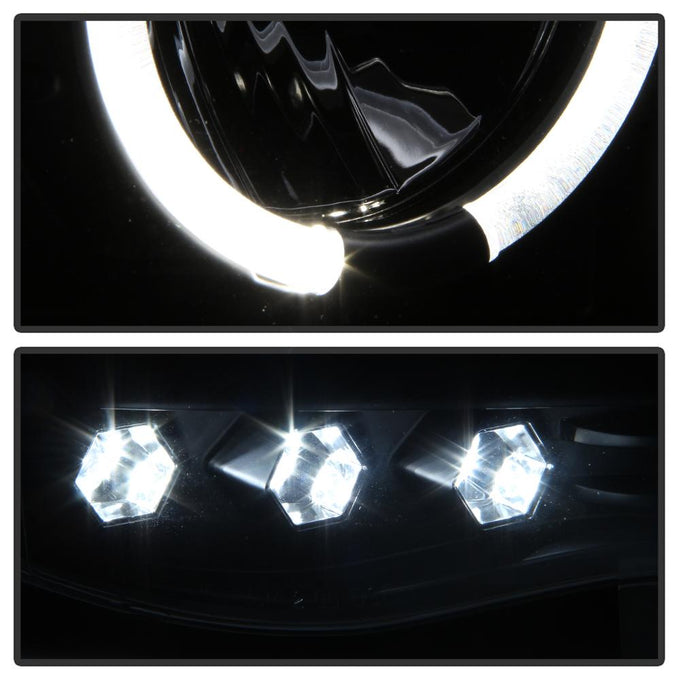 LED Halo Black Projector Headlights <br>02-05 Dodge Ram 1500 03-05 Dodge Ram 3500 Ram 2500