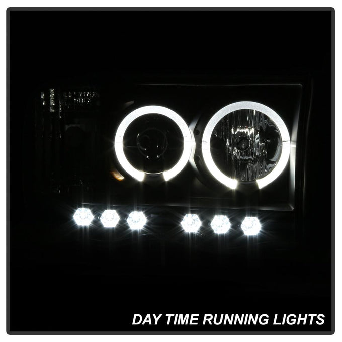 LED Halo Black Projector Headlights <br>02-05 Dodge Ram 1500 03-05 Dodge Ram 3500 Ram 2500