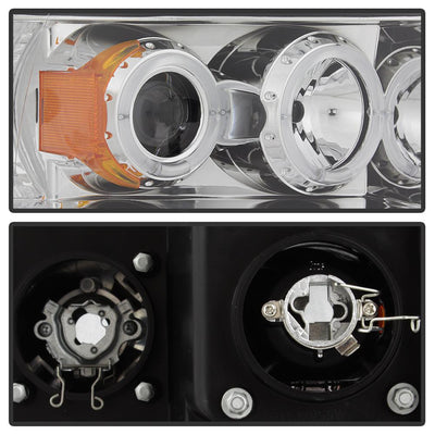 LED Halo Chrome Projector Headlights <br>02-05 Dodge Ram 1500 03-05 Dodge Ram 3500 Ram 2500