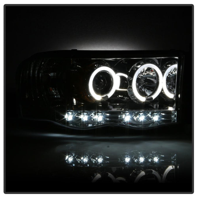 LED Halo Chrome Projector Headlights <br>02-05 Dodge Ram 1500 03-05 Dodge Ram 3500 Ram 2500
