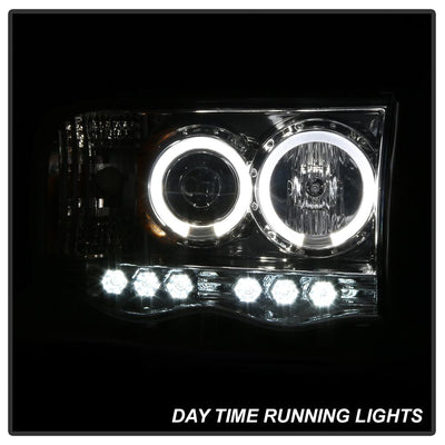 LED Halo Chrome Projector Headlights <br>02-05 Dodge Ram 1500 03-05 Dodge Ram 3500 Ram 2500