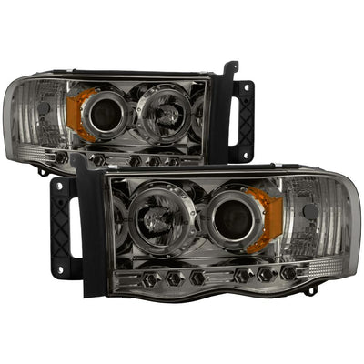 LED Halo Smoke Projector Headlights <br>02-05 Dodge Ram 1500 03-05 Dodge Ram 3500 Ram 2500