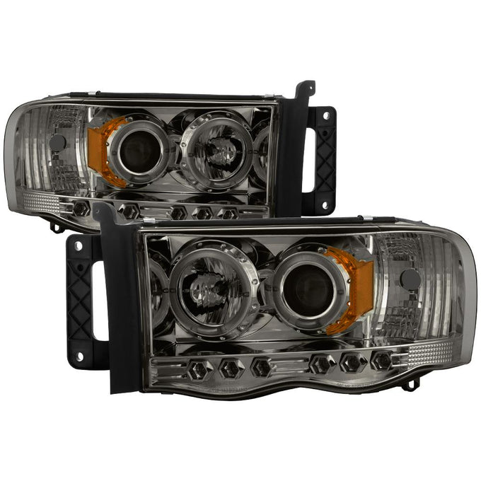 LED Halo Smoke Projector Headlights <br>02-05 Dodge Ram 1500 03-05 Dodge Ram 3500 Ram 2500