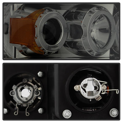 LED Halo Smoke Projector Headlights <br>02-05 Dodge Ram 1500 03-05 Dodge Ram 3500 Ram 2500