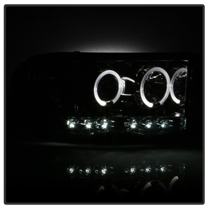 LED Halo Smoke Projector Headlights <br>02-05 Dodge Ram 1500 03-05 Dodge Ram 3500 Ram 2500