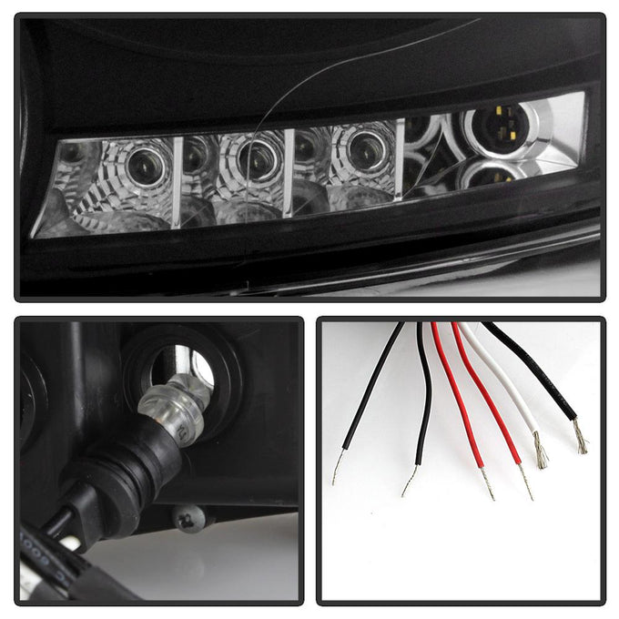 LED Halo Black Projector Headlights <br>06-08 Dodge Ram 1500 06-09 Dodge Ram 2500 Ram 3500