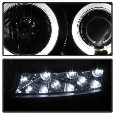 LED Halo Black Projector Headlights <br>06-08 Dodge Ram 1500 06-09 Dodge Ram 2500 Ram 3500