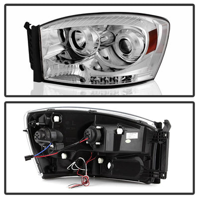 LED Halo Chrome Projector Headlights <br>06-08 Dodge Ram 1500 06-09 Dodge Ram 2500 Ram 3500