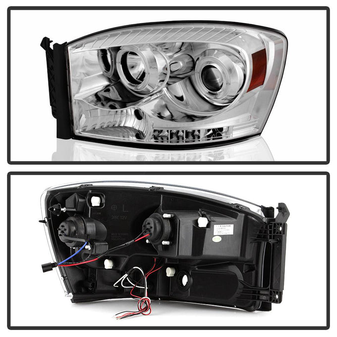 LED Halo Chrome Projector Headlights <br>06-08 Dodge Ram 1500 06-09 Dodge Ram 2500 Ram 3500