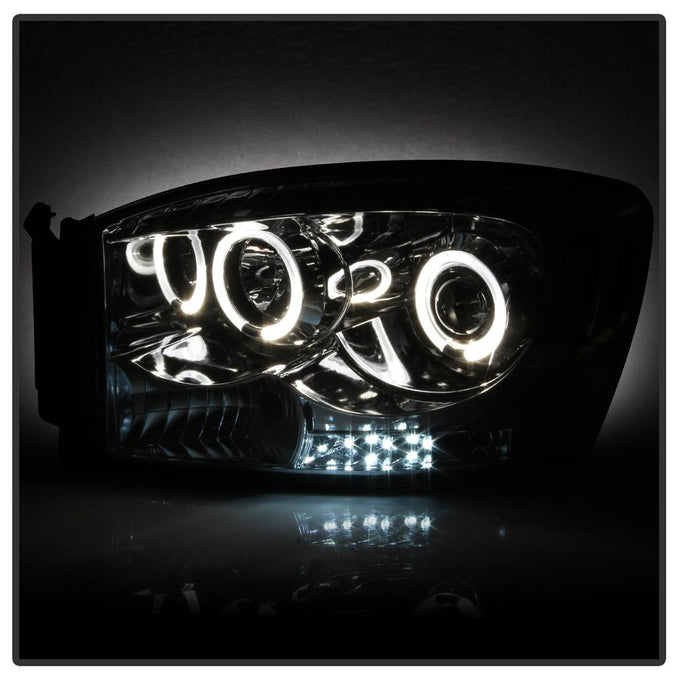 LED Halo Chrome Projector Headlights <br>06-08 Dodge Ram 1500 06-09 Dodge Ram 2500 Ram 3500