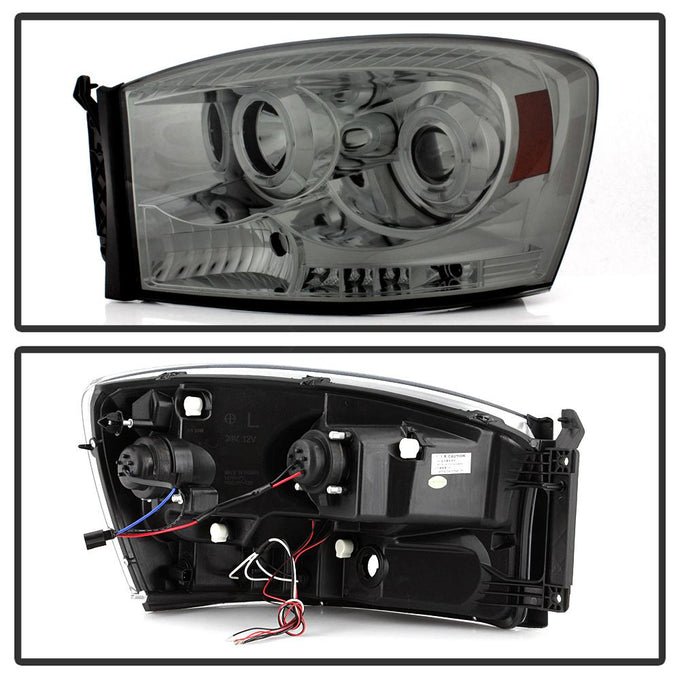 LED Halo Smoke Projector Headlights <br>06-08 Dodge Ram 1500 06-09 Dodge Ram 2500 Ram 3500