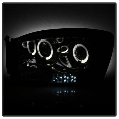 LED Halo Smoke Projector Headlights <br>06-08 Dodge Ram 1500 06-09 Dodge Ram 2500 Ram 3500