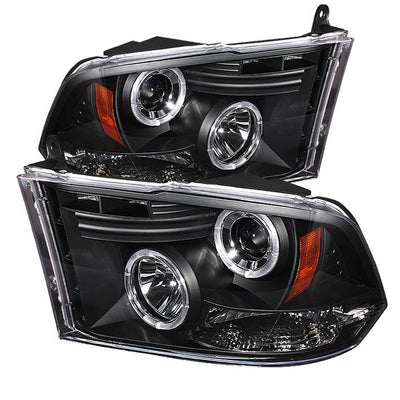 LED Halo Black Projector Headlights <br>09-18 Ram 1500 2500 3500