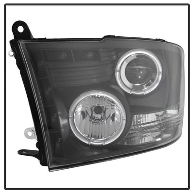 LED Halo Black Projector Headlights <br>09-18 Ram 1500 2500 3500