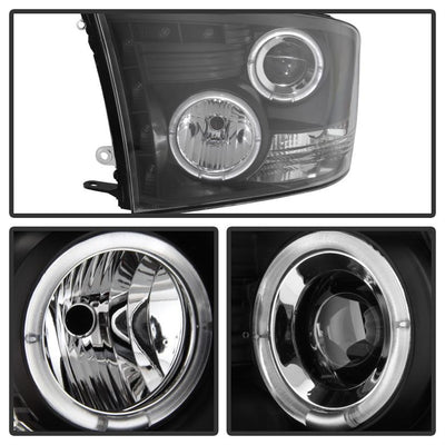 LED Halo Black Projector Headlights <br>09-18 Ram 1500 2500 3500