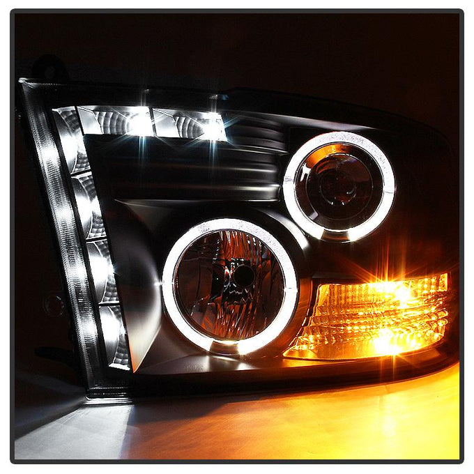 LED Halo Black Projector Headlights <br>09-18 Ram 1500 2500 3500