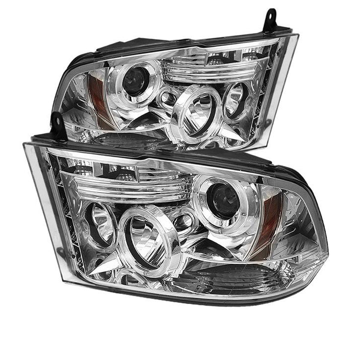 LED Halo Chrome Projector Headlights <br>09-18 Ram 1500 2500 3500