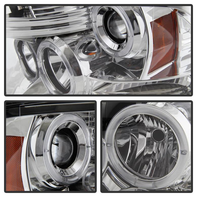 LED Halo Chrome Projector Headlights <br>09-18 Ram 1500 2500 3500