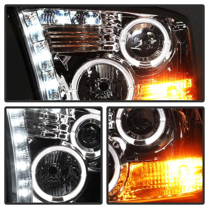 LED Halo Chrome Projector Headlights <br>09-18 Ram 1500 2500 3500