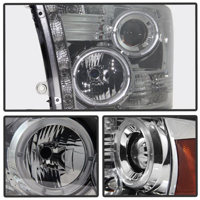LED Halo Smoke Projector Headlights <br>09-18 Ram 1500 2500 3500