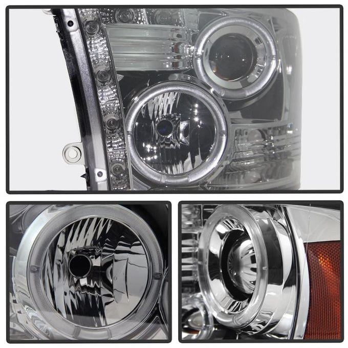 LED Halo Smoke Projector Headlights <br>09-18 Ram 1500 2500 3500