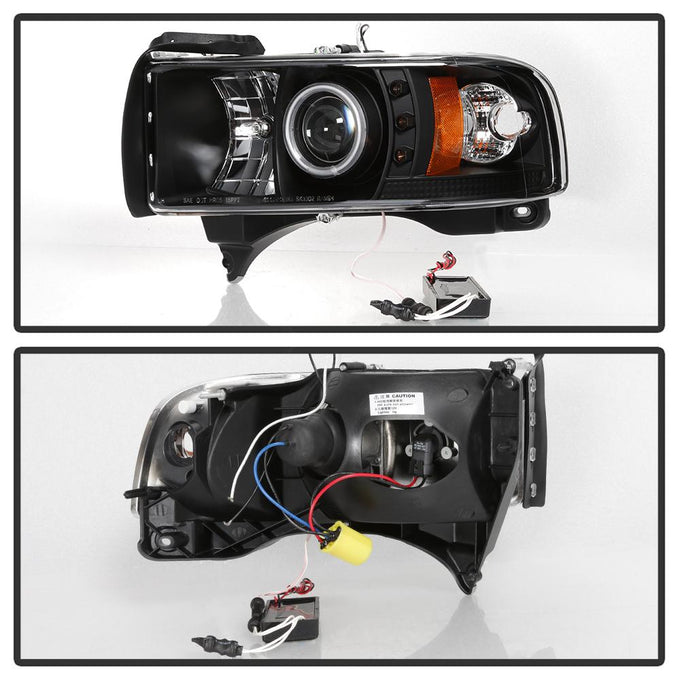 CCFL Halo Black Projector Headlights <br>94-01 Dodge Ram 1500 94-02 Dodge Ram 2500 Ram 3500