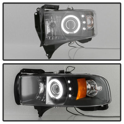 CCFL Halo Black Projector Headlights <br>94-01 Dodge Ram 1500 94-02 Dodge Ram 2500 Ram 3500