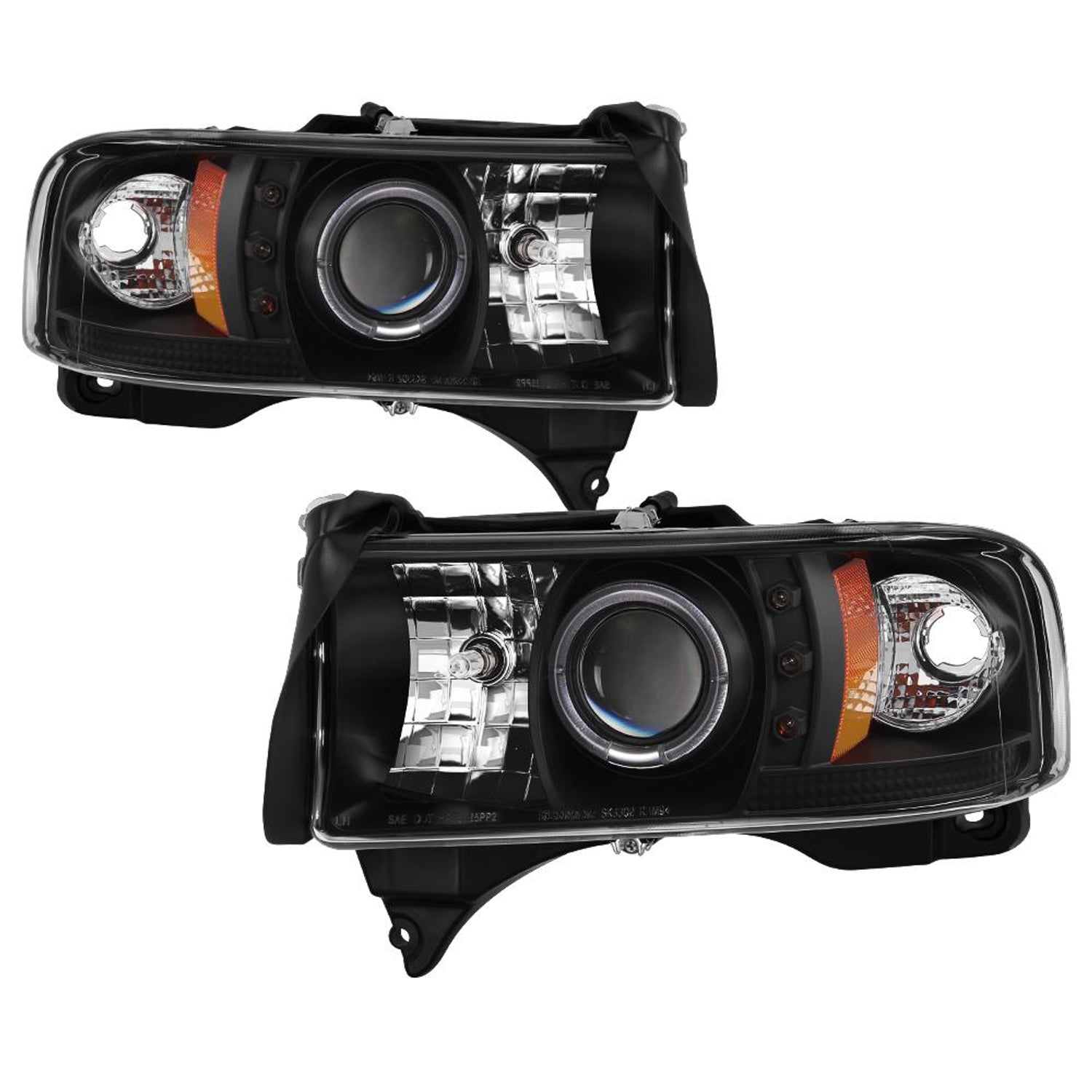 LED Halo Black Projector Headlights <br>94-01 Dodge Ram 1500 94-02 Dodge Ram 2500 Ram 3500