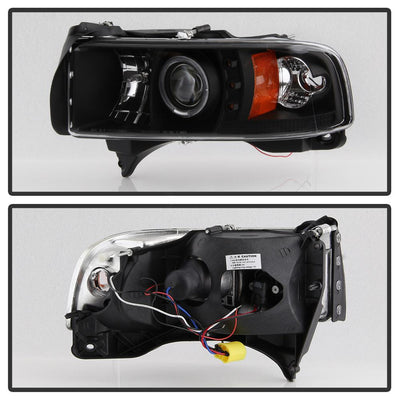 LED Halo Black Projector Headlights <br>94-01 Dodge Ram 1500 94-02 Dodge Ram 2500 Ram 3500