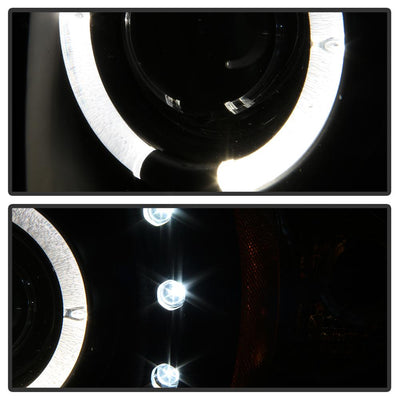 LED Halo Black Projector Headlights <br>94-01 Dodge Ram 1500 94-02 Dodge Ram 2500 Ram 3500