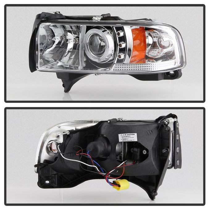 LED Halo Chrome Projector Headlights <br>94-01 Dodge Ram 1500 94-02 Dodge Ram 2500 Ram 3500