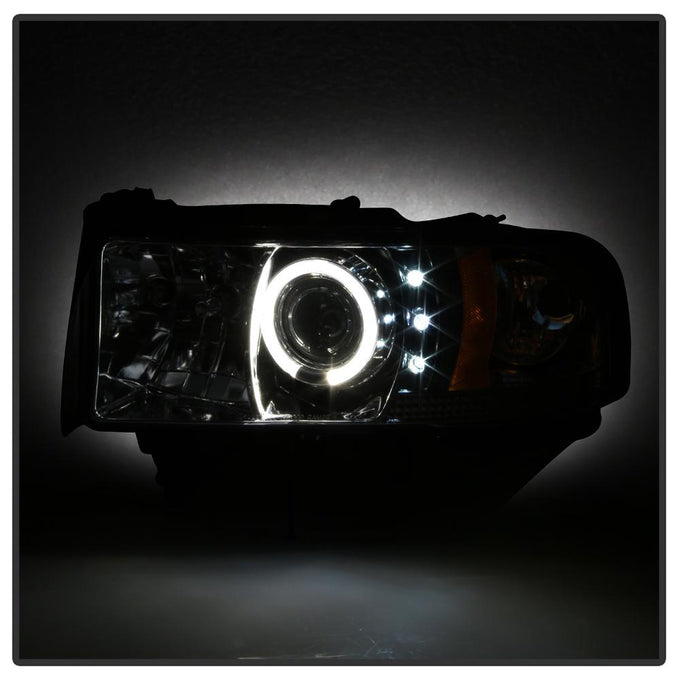 LED Halo Chrome Projector Headlights <br>94-01 Dodge Ram 1500 94-02 Dodge Ram 2500 Ram 3500
