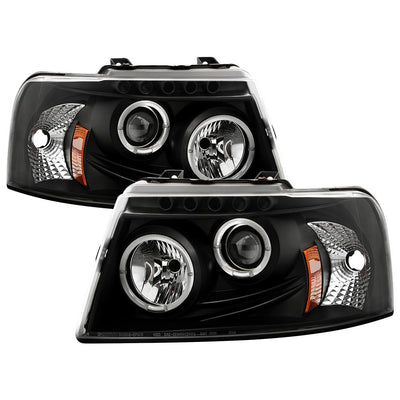 LED Halo Black Projector Headlights <br>03-06 Ford Expedition