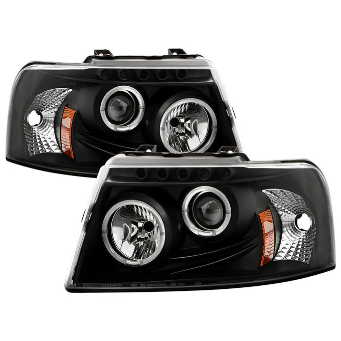 LED Halo Black Projector Headlights <br>03-06 Ford Expedition