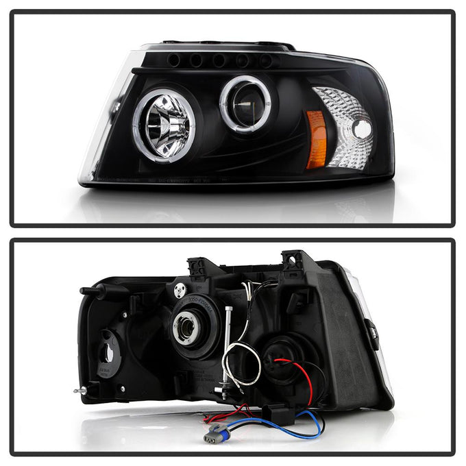 LED Halo Black Projector Headlights <br>03-06 Ford Expedition