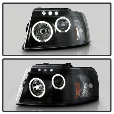 LED Halo Black Projector Headlights <br>03-06 Ford Expedition