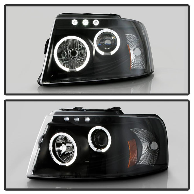 LED Halo Black Projector Headlights <br>03-06 Ford Expedition