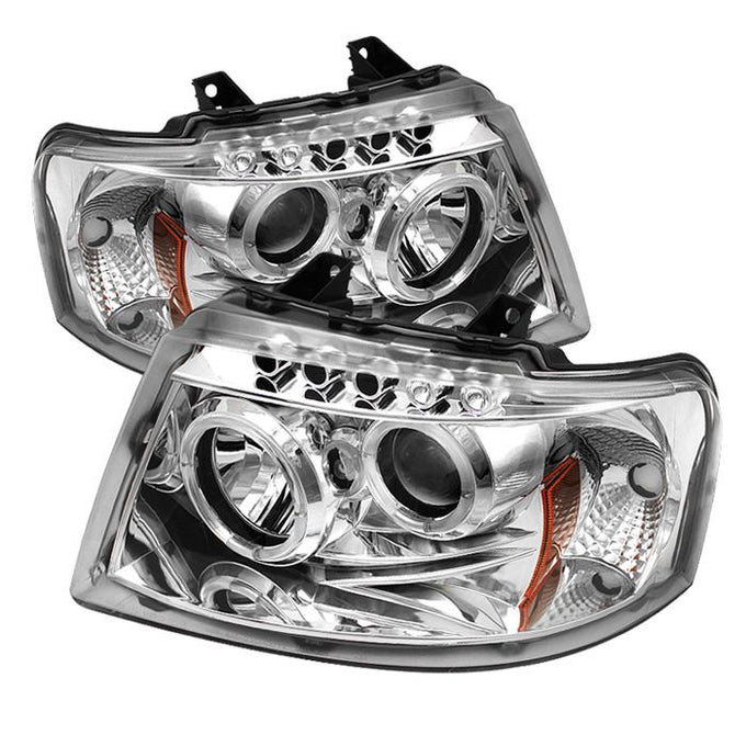 LED Halo Chrome Projector Headlights <br>03-06 Ford Expedition