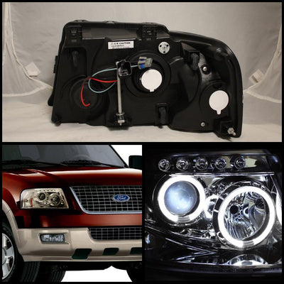 LED Halo Chrome Projector Headlights <br>03-06 Ford Expedition