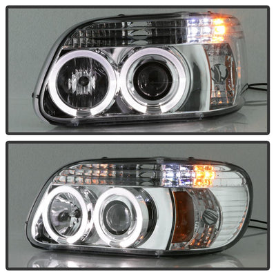 LED Halo Chrome Projector Headlights <br>95-01 Ford Explorer 01 Ford Explorer Sport