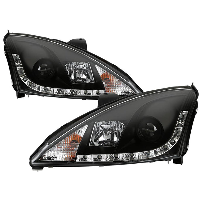 DRL Black Projector Headlights <br>00-04 Ford Focus