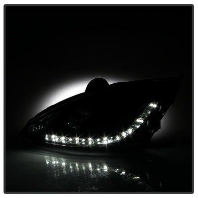 DRL Black Projector Headlights <br>00-04 Ford Focus