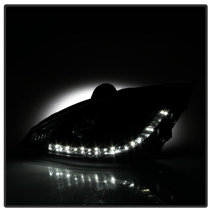 DRL Black Projector Headlights <br>00-04 Ford Focus