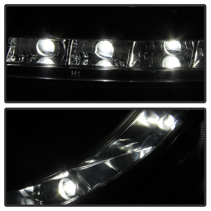 DRL Black Projector Headlights <br>00-04 Ford Focus