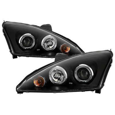LED Halo Black Projector Headlights <br>00-04 Ford Focus