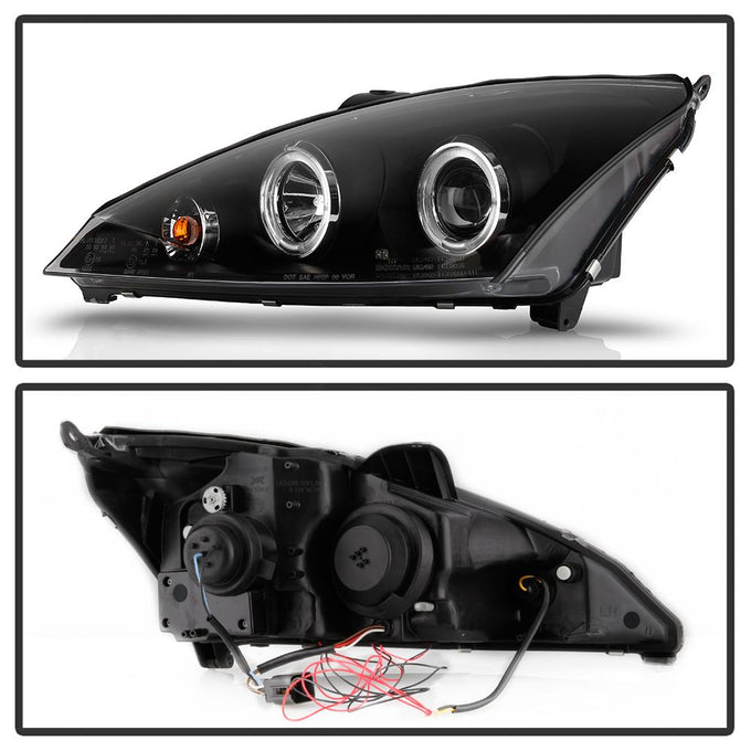 LED Halo Black Projector Headlights <br>00-04 Ford Focus